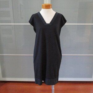 See by Chloe Wool Blend Black V-Neck Sleeveless Shift Dress